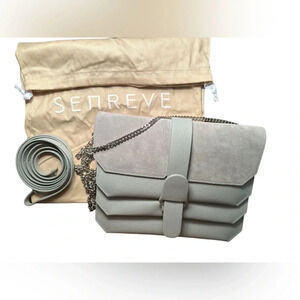 SENREVE NEW Crossbody Bag, Mixed Suede And Leather Ice - Silver Chain Strap NWOT